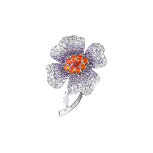 Фиолетовые синтетические кубические циркониевые брошки женские