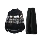 Чёрный свитер + чёрные джинсы