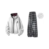 Белый Фотиния Серый Топ (Утолщенный и с Флисовой Подкладкой) + Темно-Синие Штаны