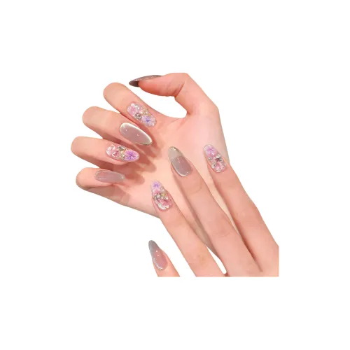 Fanze Цветочный Любовь Whispers Сушеный Цветочный Дизайн Стеклянные Бусины False Nail Овал Мягкий Jump Цвет Coquette