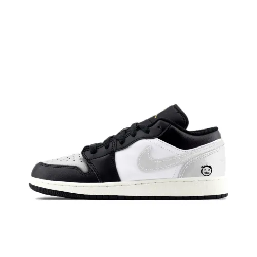 Jordan Air Jordan 1 Cool Silver Slip-resistant Abrasion-resistant Low Top Детские баскетбольные кроссовки Silver