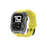Ледяной черный + желтый фторкаучуковый ремешок для часов с черной застежкой