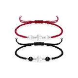 Браслет-шнурок с четырехлистным клевером [Черный + Красный]