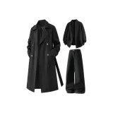 Black Coat Fleece-Lined + Black Sweater + Black Fleece-Lined Pants  
Черное пальто с флисовой подкладкой + черный свитер + черные штаны с флисовой подкладкой