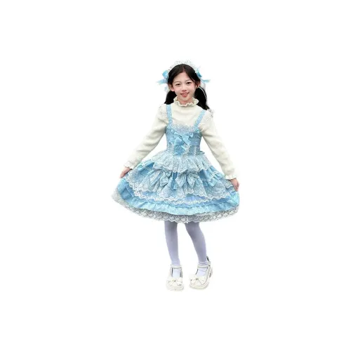 YOUMIWU Синий комплект [Юбка + Головной убор + Плащ + Подъюбник + Базовый слой] KIDS Комплекты с юбкой