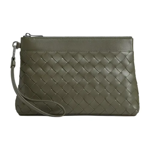 Bottega Veneta Intrecciato Телячья кожа Клатч Мужской Крокодил Зелёный