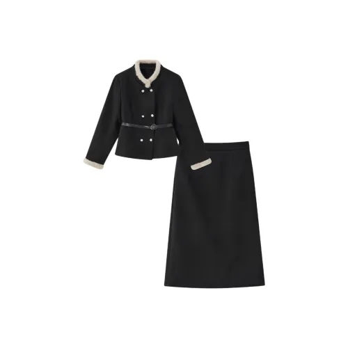 AIYIFU Черный Женские Комплекты с Юбкой