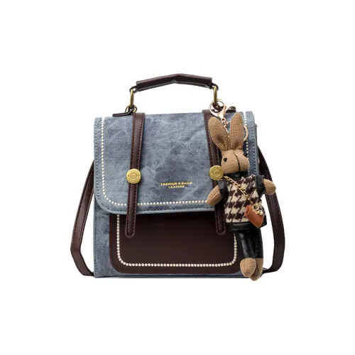 Juju Jimmy ПВХ Кожа Рюкзак Женские Джинсовый синий Темный чайный Розовый Экрю