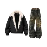 Черный Гора Hawk Пуховая куртка + Камуфляжные джинсы