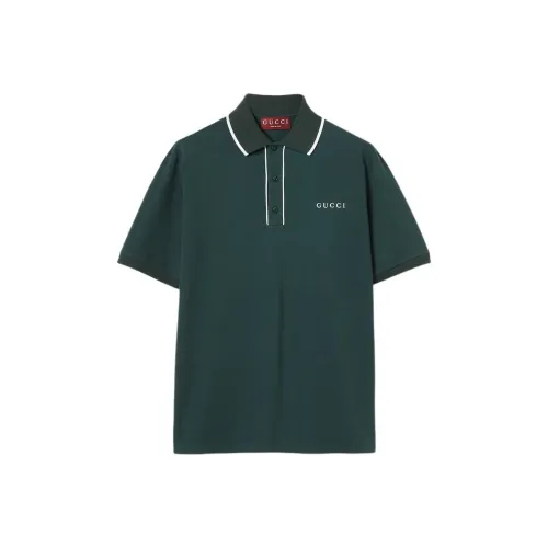 GUCCI Мужская поло темно-зеленого цвета