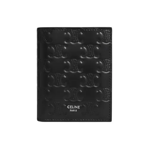 CELINE Triomphe Тисненая Телячья Кожа Кошелек Мужской Черный