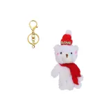 GJ380 Красный Шарф Буква Шляпа Чисто Белый Румяна Медведь с Золотым Брелоком