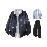 Темно-синий синий + светло-синий рубашка + черные штаны