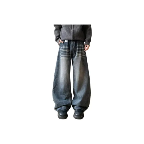 BLACK AT Синий Серый Унисекс Джинсы