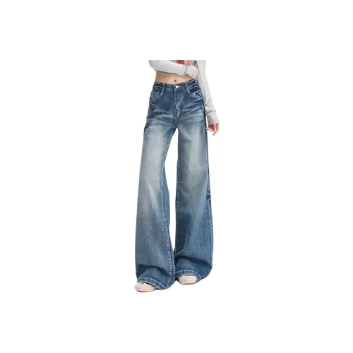 GUOZHEN Винтажные синие штаны с флисовой подкладкой женские джинсы