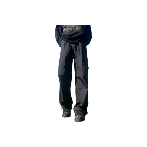 JIARONG Black Unisex Casual Pants JIARONG Черные Унисекс Повседневные Штаны