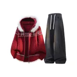 Красный топ + черные штаны