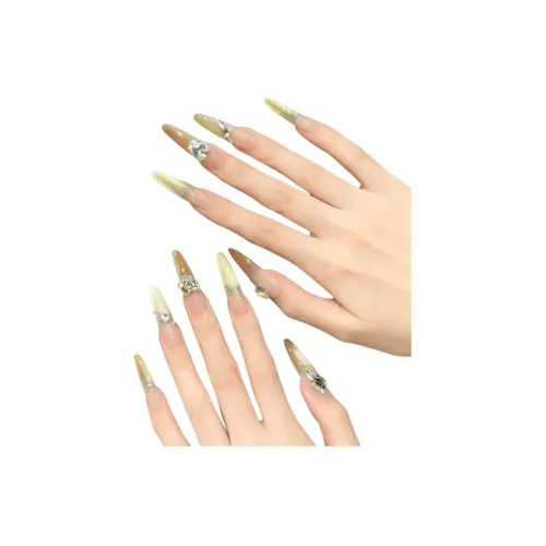 XIAMEIYU Закат пронизывает мягкую элегантность тип False Nail заостренный вспышка зеленый градиентный