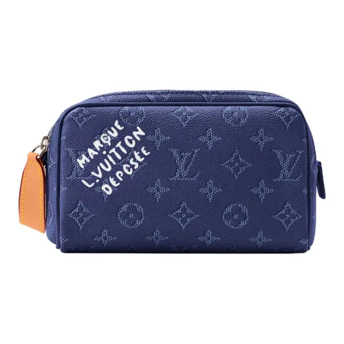 LOUIS VUITTON Dopp Kit Монограмма Heritage Покрытый холст Alliance Туалетная сумка Mini Мужская Океан Синий