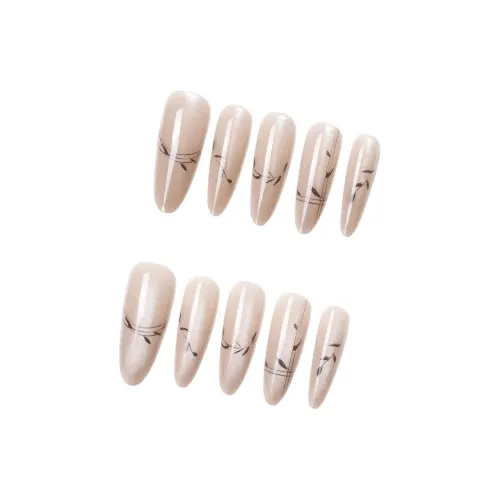 OUYUJI False Nail Oval MID Длина Matte Light Pink Gradient New Chinese Style
