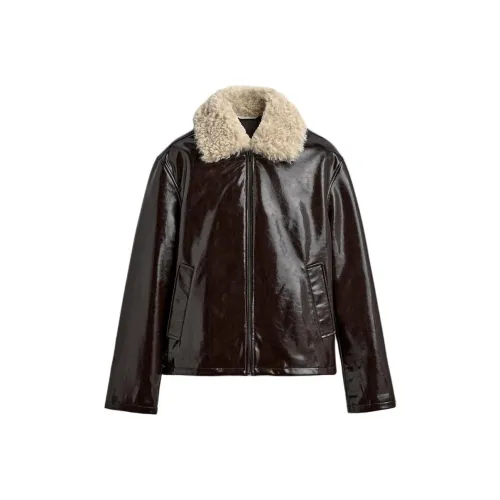 ZARA Мужские куртки темно-коричневого цвета