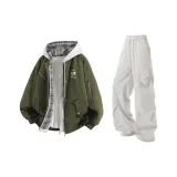 Армейские зеленые + светло-серые штаны