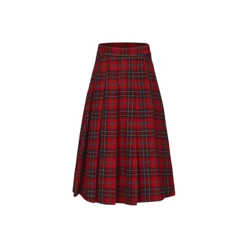 HEYNA Клетчатый Женские Повседневные Длинные Юбки