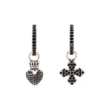 Серьги-кольца "Сердце Крест" - 1 пара