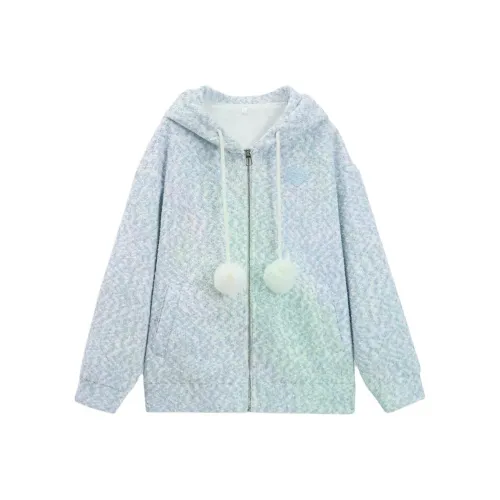 AIYIFU Синий Белый Смешанный Цвет Женский Короткий Пальто