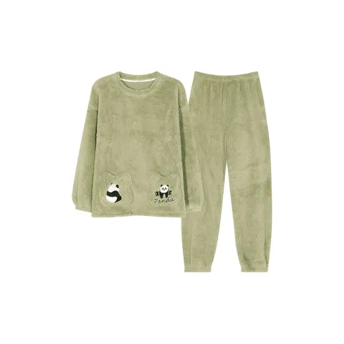 Aidai Горчичный зеленый Женские Пижамные комплекты