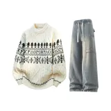 Белый топ + синие штаны