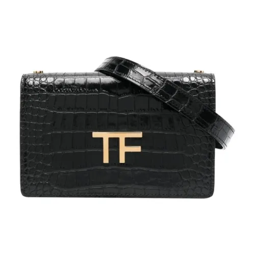 TF Телячья кожа Сумка через плечо Женская Черная