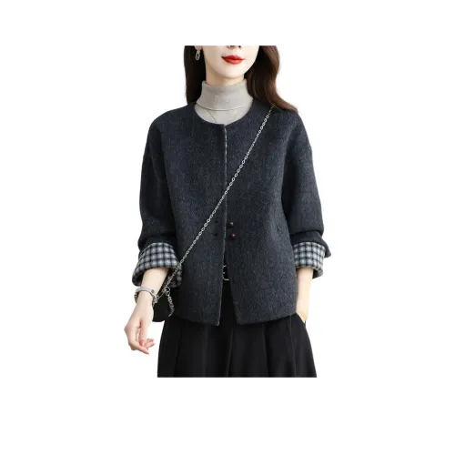 Langqing Серо-белая клетка бесплатная доставка бренд On наклеенное женское пальто