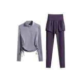 Комплект одежды (Sea Rock Gray Длинный рукав Рубашка + Фиолетовые Штаны)