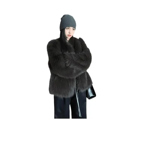 MDEHT Мокко Серый Коричневый Утолщенный Женский Бархатный Пальто