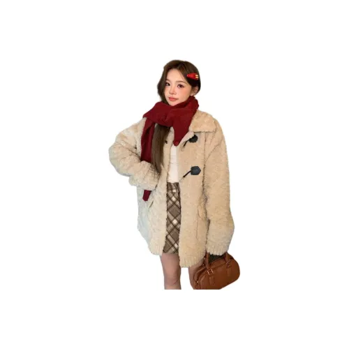 MDEHT Кремовый Абрикос Утолщенный Женский Бархатный Куртка