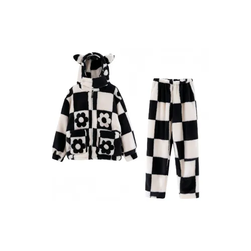 TINGYILAN Cute Plaid Pajamas Women's