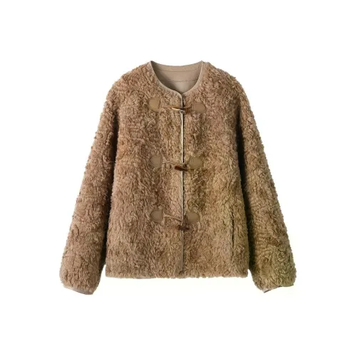 DITB Светлый Кофейный Женский Бархатный Куртка