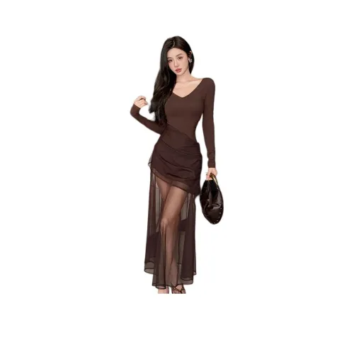 VENICEW Длинное платье с длинными рукавами женское