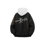 Черный хлопковый пуховик (в комплекте с высококачественным бело-серым свитшотом с фотанией)