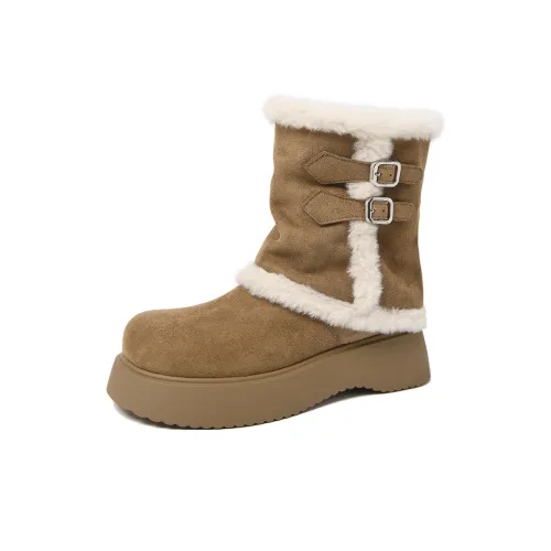 CAMEIDO Термические ботинки для снега с увеличением высоты на 15 5 см женские карамельного цвета