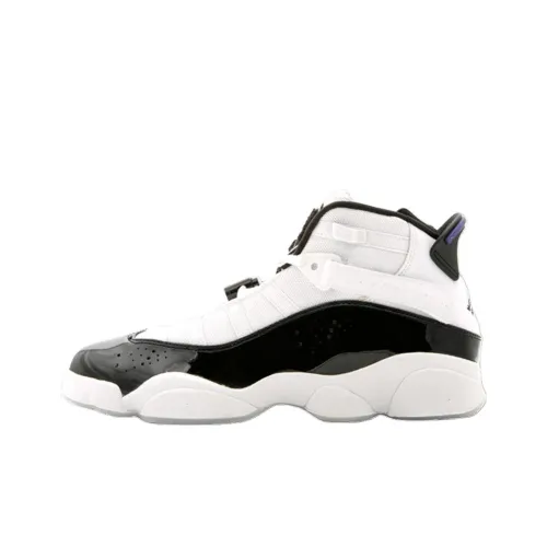 Jordan Air Jordan 6 Кольца High Топ Детские Баскетбольные кроссовки Белый черный Подростки