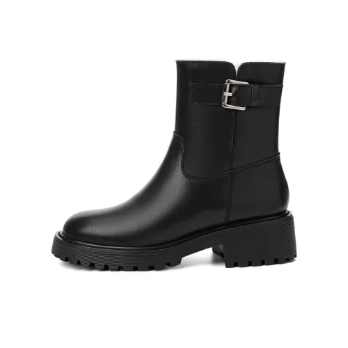 BOERDIQI Ботильоны Черные Шерпа с Флисовой Подкладкой Женские