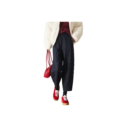 POWXV Темно-синие женские хлопковые брюки