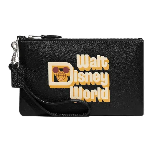 COACH Disney Коллаборация Wristlet Кожа Клатч Маленький Женский Черный