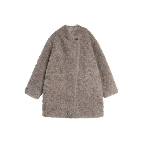 ELLE Серый Коричневый Женские Бархатные Куртки