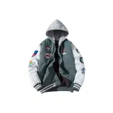 Зеленый, серый, капюшон, съемный