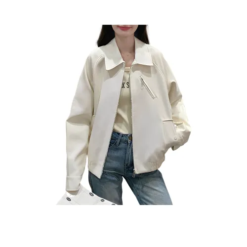 YICHEN Белый Женские Кожаные Куртки
