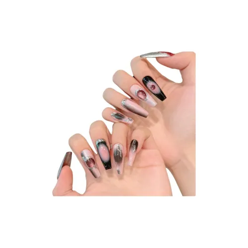 Yun Yue Joe Розовый Галактический False Nail MID Длина (размер в длину) Черно-розовый Градиентный Coquette 30MM