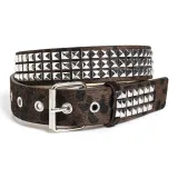 Леопардовый принт, три ряда, украшенный шипами, кофе